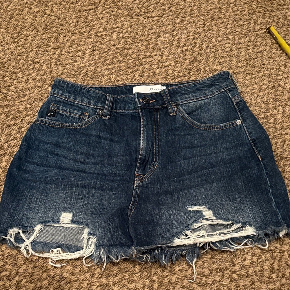 KanCan Dark Blue Distressed Jean Shorts